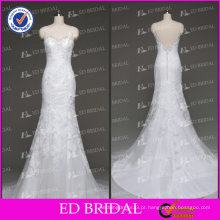 ED Bridal White Trumpet V-backless Tulle Court Train Laço Vestido de noiva paquistanesa